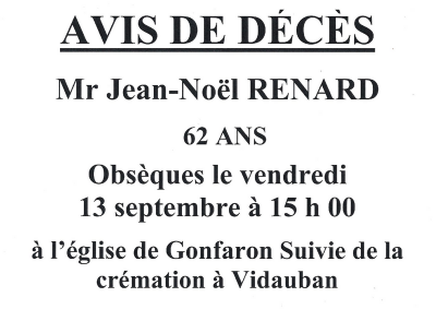 avis de décès M. Renard